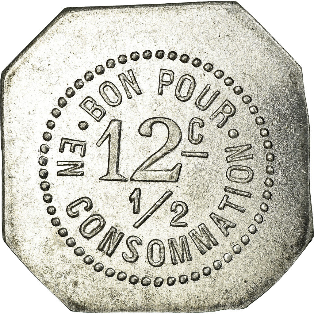 Coin, France, Café J.B GARNIER, Sainte-Sigolène, 12-1/2 Centimes, MS(63)