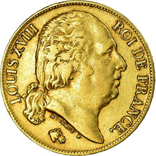 Munten, Frankrijk, Louis XVIII, 20 Francs, 1824, Paris, ZF, Goud, KM:712.1