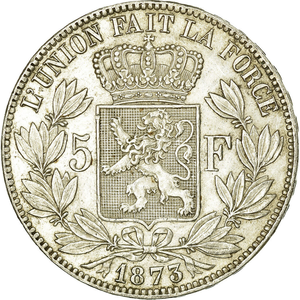 Coin, Belgium, Leopold II, 5 Francs, 5 Frank, 1873, AU(55-58), Silver, KM:24