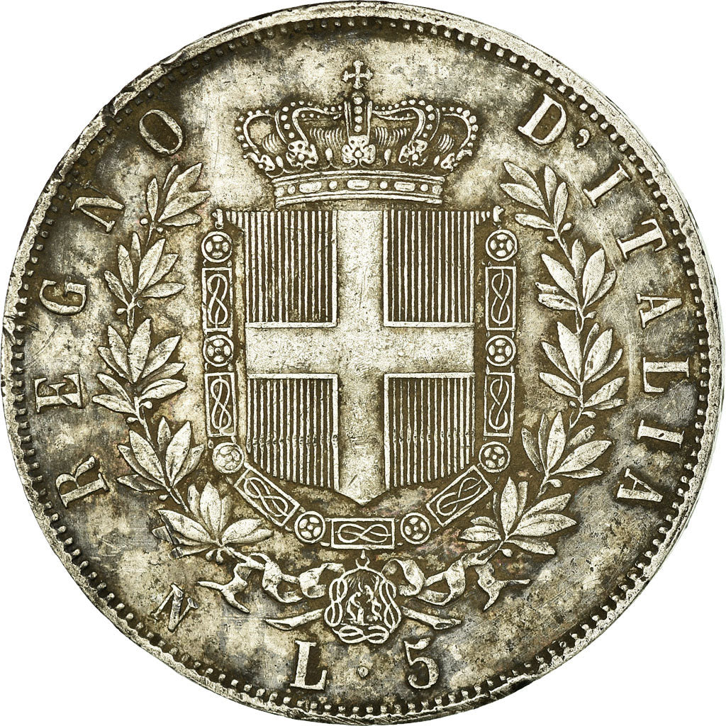 Coin, Italy, Vittorio Emanuele II, 5 Lire, 1862, Naples, Rare, EF(40-45)