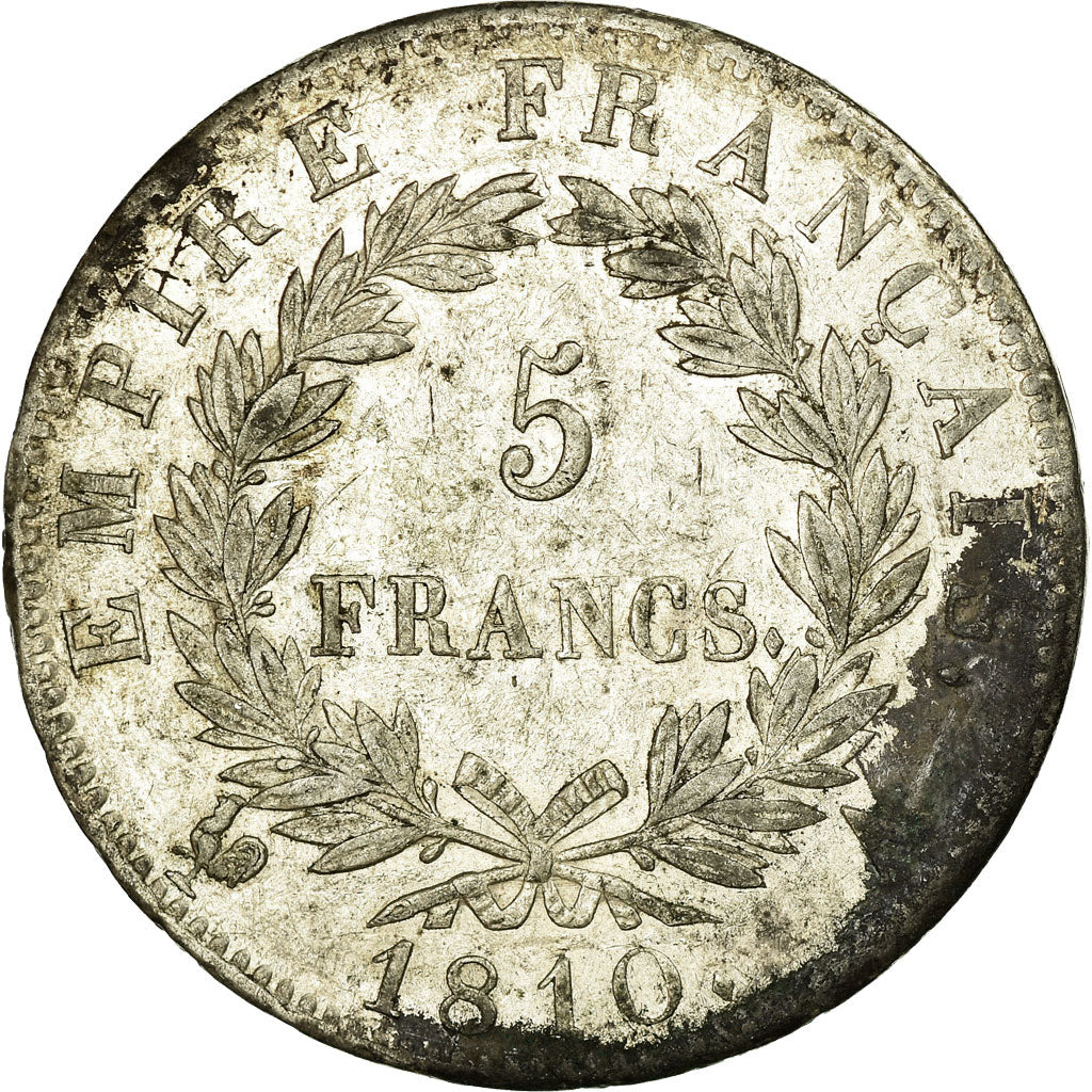 Münze, Frankreich, Napoléon I, 5 Francs, 1810, Paris, S+, Silber, KM:694.1