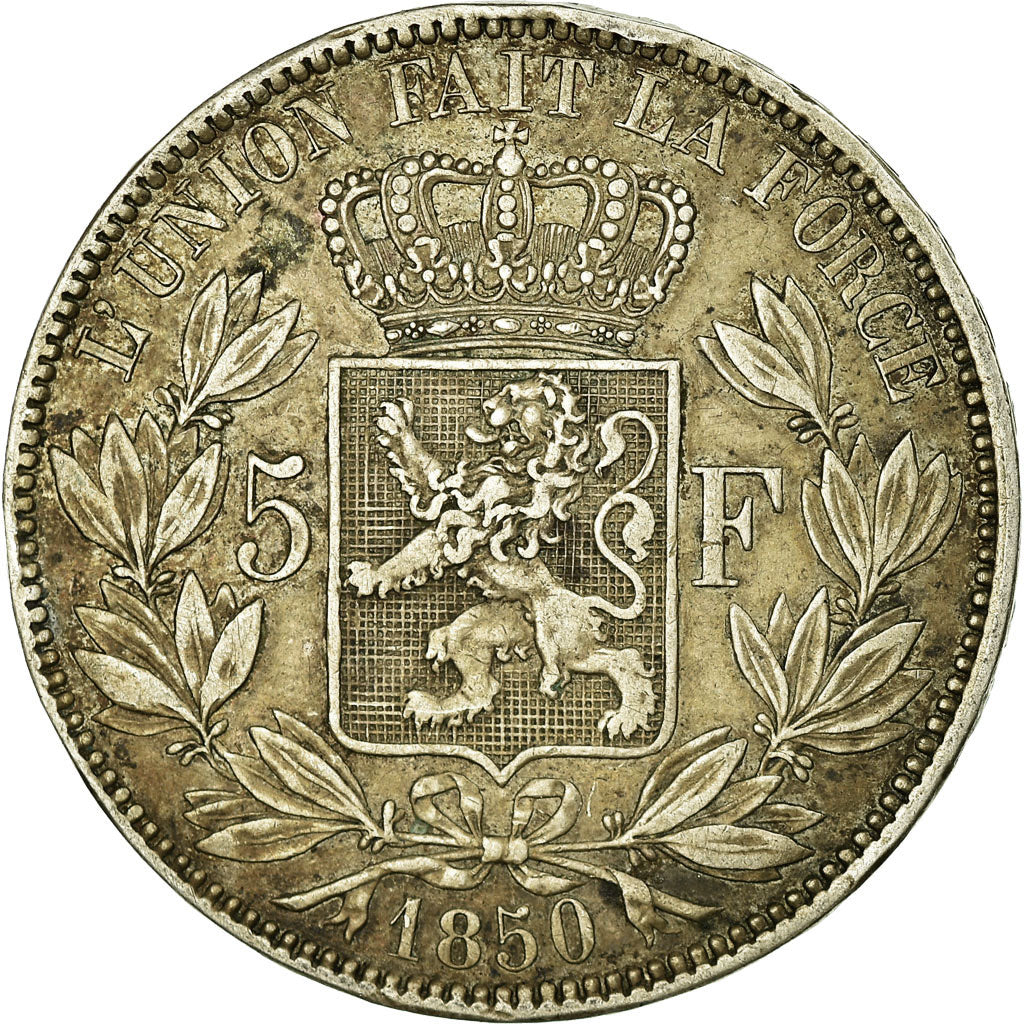 Moneta, Belgio, Leopold I, 5 Francs, 5 Frank, 1850, BB, Argento, KM:17