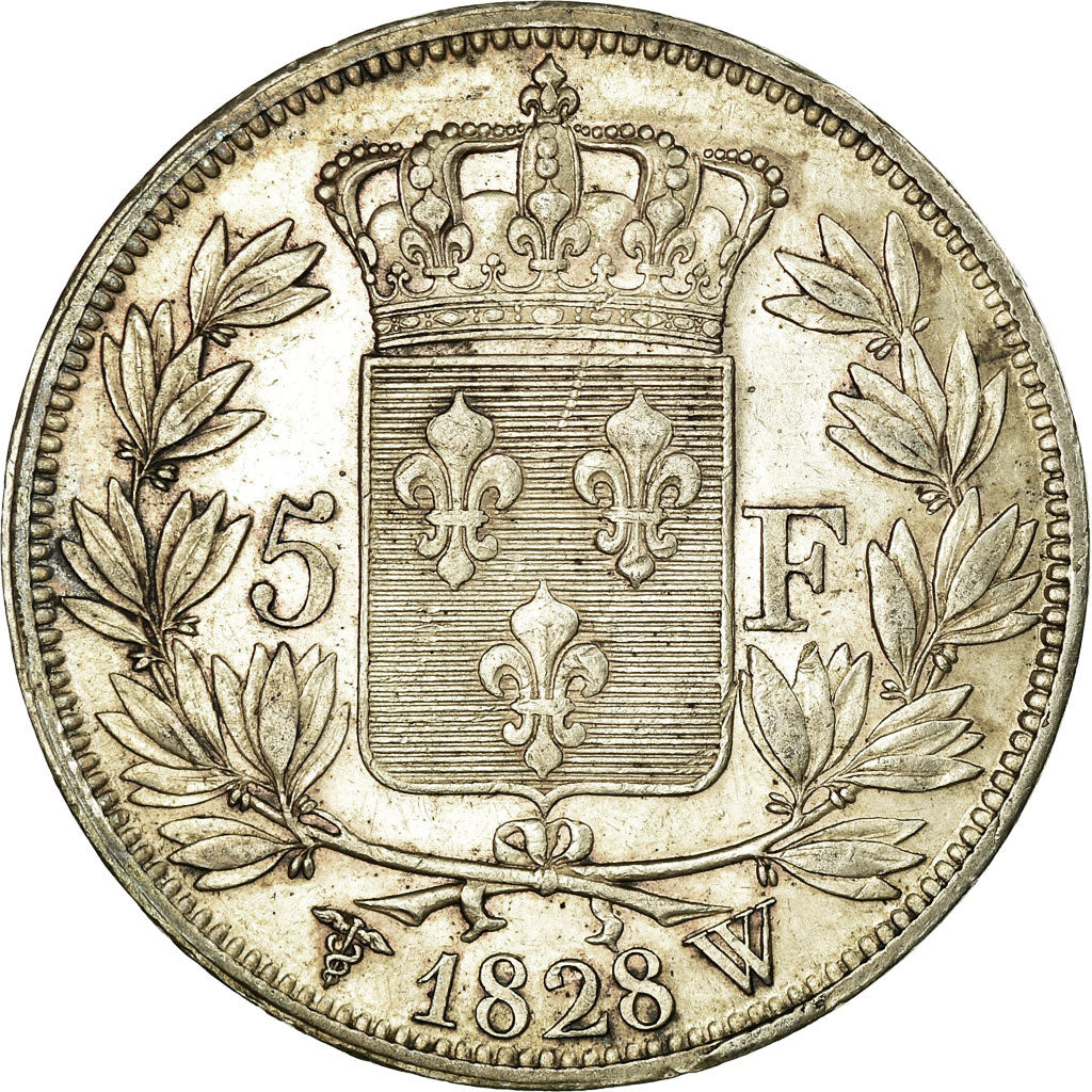 Coin, France, Charles X, 5 Francs, 1828, Lille, AU(50-53), Silver, KM:728.13