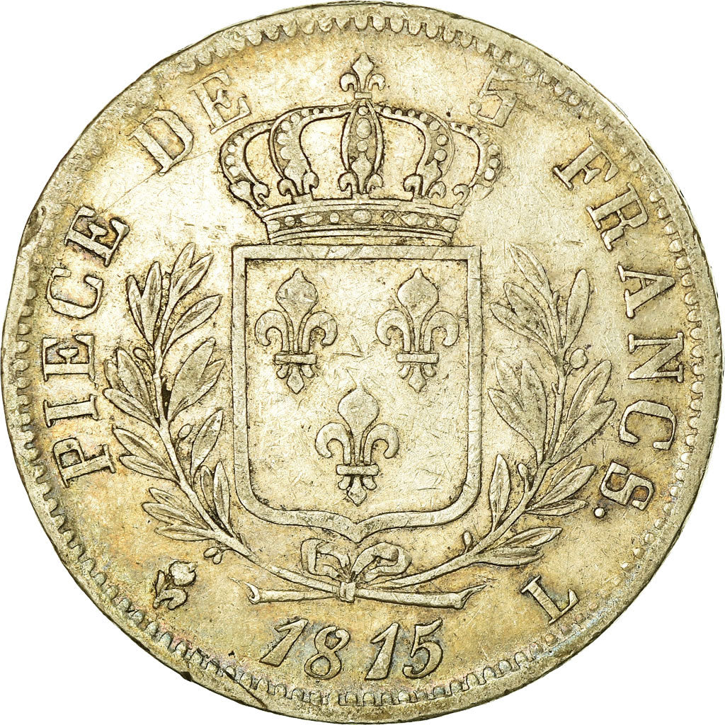 Monnaie, France, Louis XVIII, 5 Francs, 1815, Bayonne, TTB, Argent, Gadoury:591