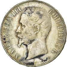 Münze, Frankreich, Napoleon III, 5 Francs, 1855, Strasbourg, S+, Silber