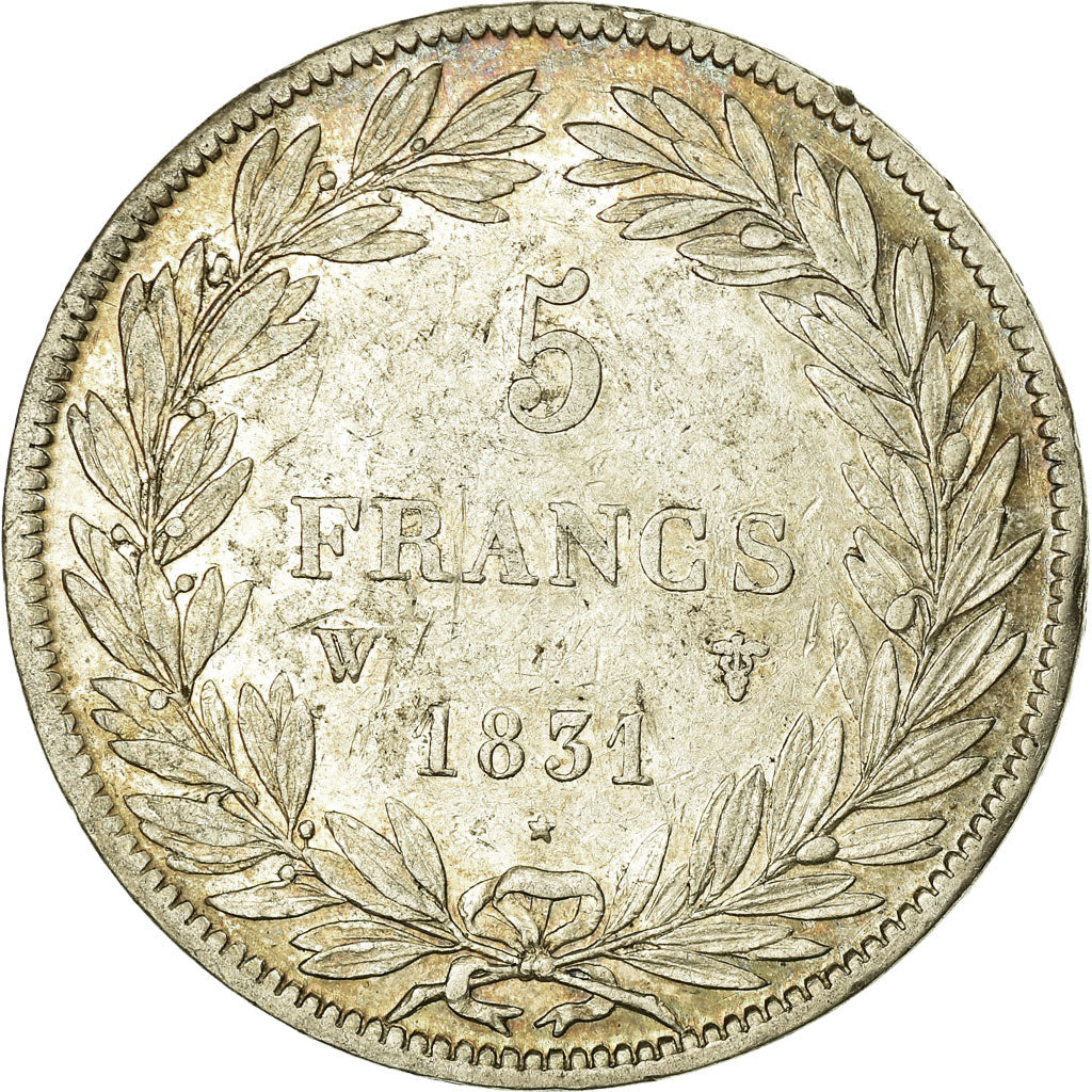 Moneda, Francia, Louis-Philippe, 5 Francs, 1831, Lille, MBC+, Plata, KM:735.13