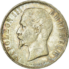 Moneda, Francia, Napoleon III, 5 Francs, 1856, Paris, BC+, Plata, KM:782.1