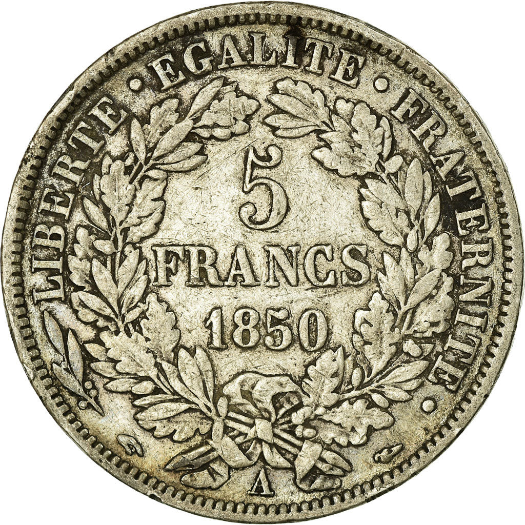 Moneta, Francja, Cérès, 5 Francs, 1850, Paris, VF(30-35), Srebro, KM:761.1