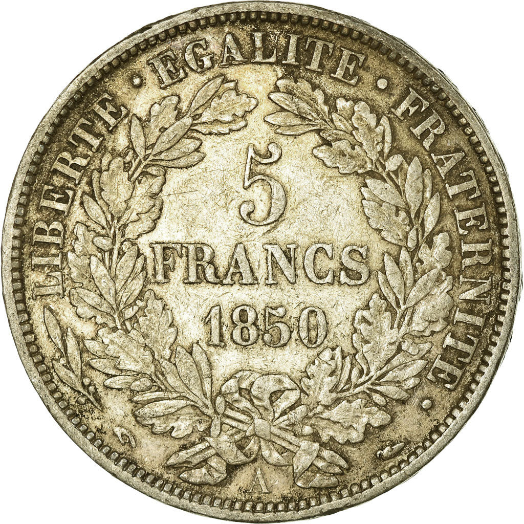 Moneta, Francia, Cérès, 5 Francs, 1850, Paris, BB, Argento, KM:761.1
