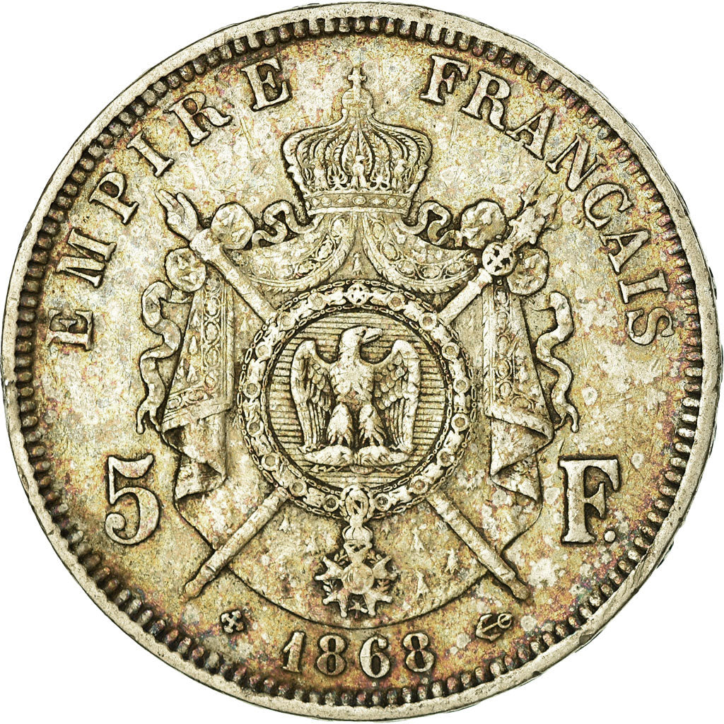 Monnaie, France, Napoléon III, 5 Francs, 1868, Strasbourg, TTB, Argent
