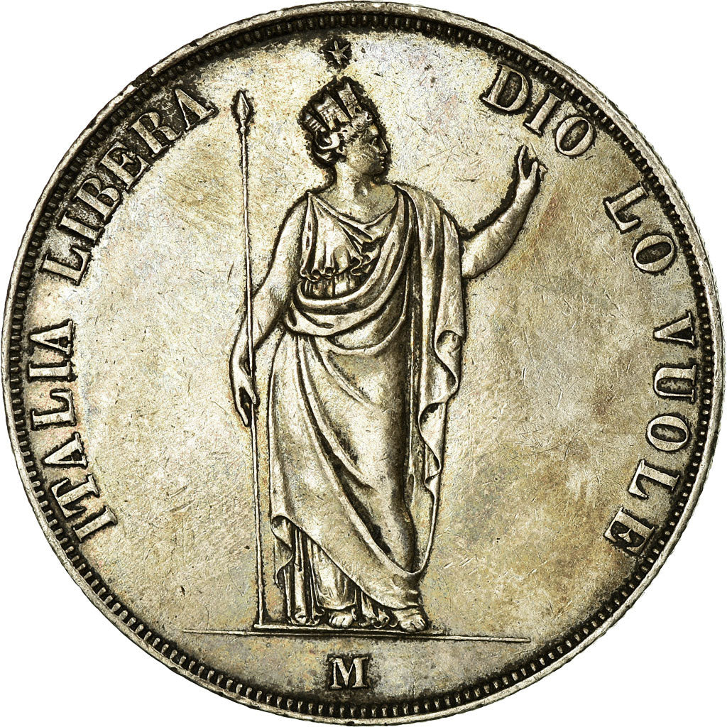 Monnaie, États italiens, LOMBARDY-VENETIA, 5 Lire, 1848, Milan, TTB+, Argent