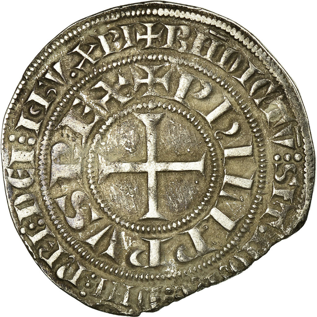 Munten, Frankrijk, Filip IV, Gros Tournois, ZF, Zilver, Duplessy:213