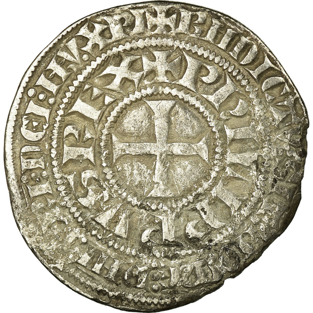 Moeda, França, Philip IV, Gros Tournois, VF(30-35), Prata, Duplessy:213