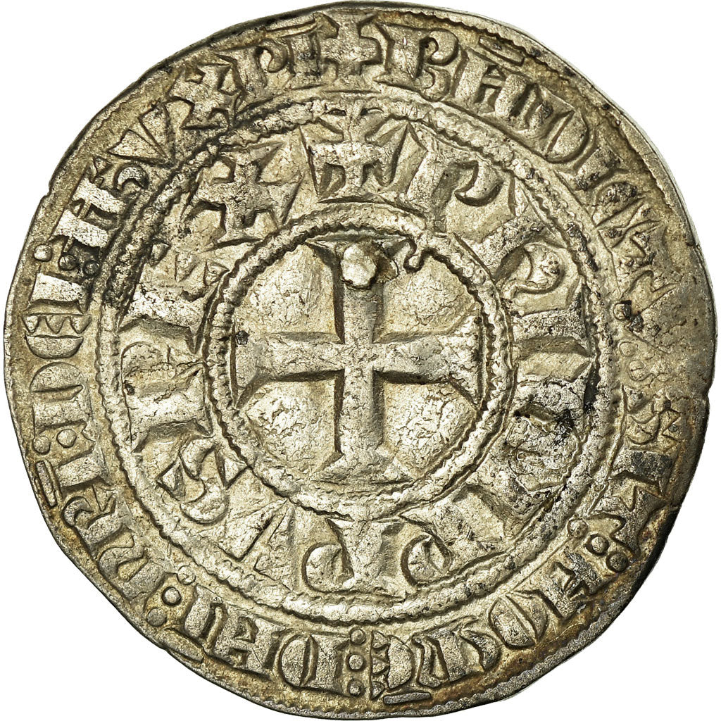 Moeda, França, Philip IV, Gros Tournois, EF(40-45), Prata, Duplessy:213