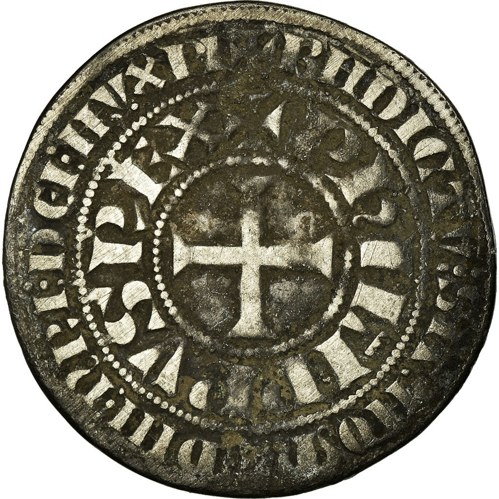 Moneta, Francia, Philip IV, Gros Tournois, MB+, Argento, Duplessy:213