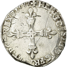 Moneda, Francia, Henri III, 1/4 Ecu, 1587, Paris, BC+, Plata, Sombart:4662