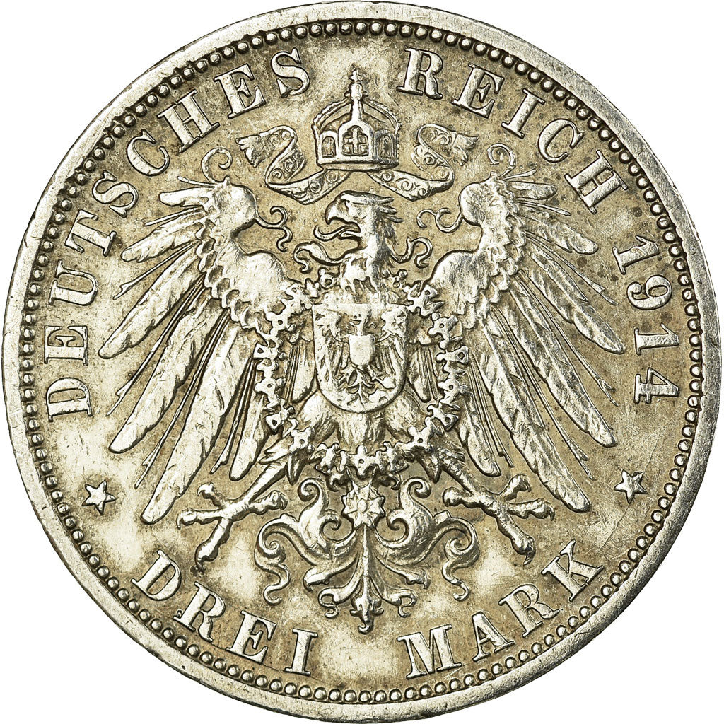 Moneda, Estados alemanes, PRUSSIA, Wilhelm II, 3 Mark, 1914, Berlin, MBC, Plata