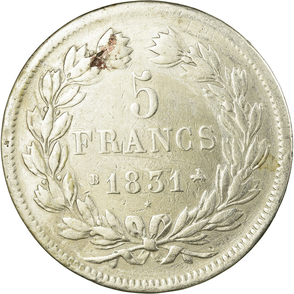 Munten, Frankrijk, Louis-Philippe, 5 Francs, 1831, Rouen, FR, Zilver, KM:745.2