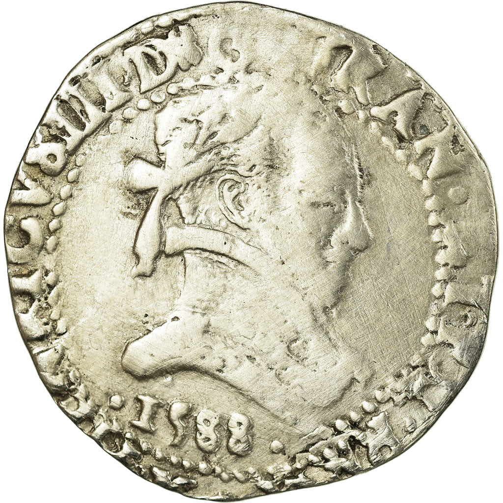 Munten, Frankrijk, Henri III, Demi Franc, 1588, Bordeaux, FR, Zilver