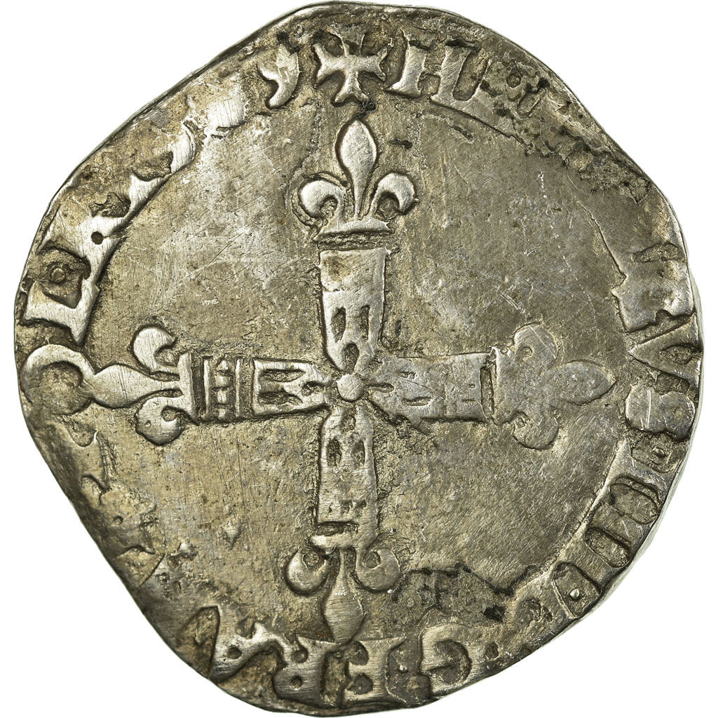 Moneta, Francia, Henri III, 1/4 Ecu, 1589, Bayonne, MB+, Argento, Sombart:4662