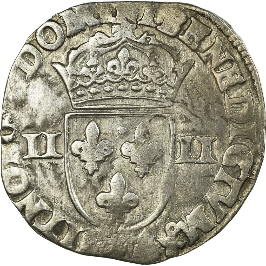 Moneta, Francia, Henri III, 1/4 Ecu, 1589, Bayonne, MB+, Argento, Sombart:4662