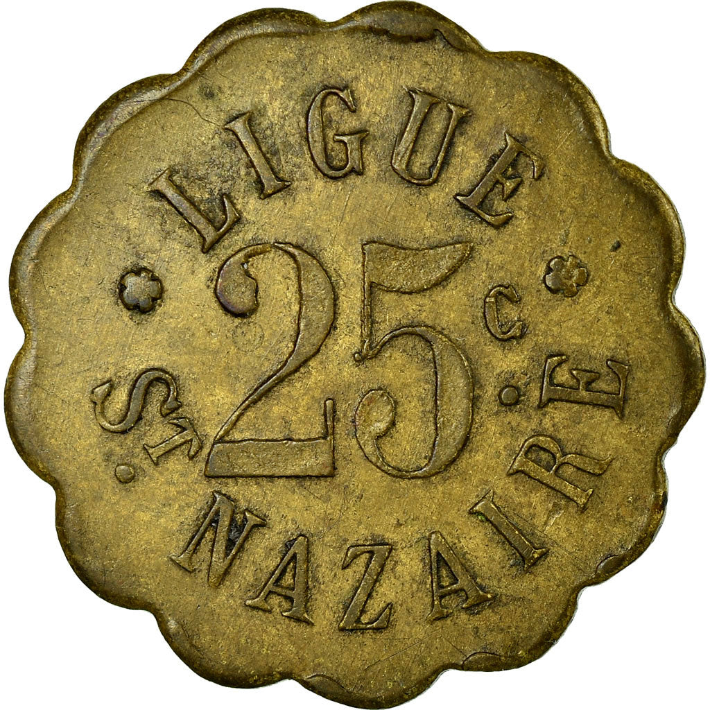 Münze, Frankreich, Ligue, Saint-Nazaire, 25 Centimes, SS, Messing, Elie:50.5
