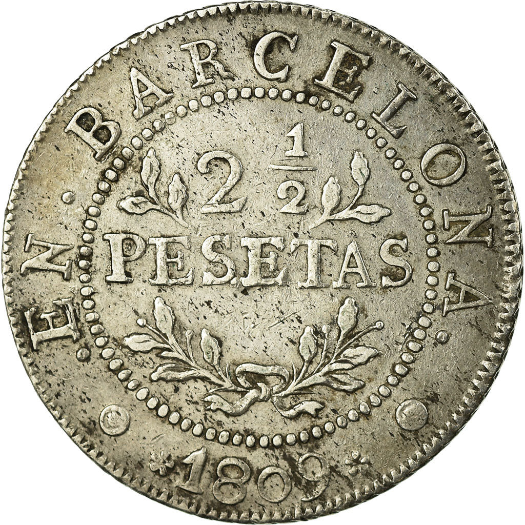 Spain, BARCELONA, Joseph (Jose) Napolean, 2-1/2 Pesetas, 1809, Barcelona