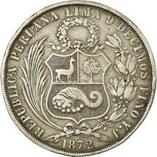 Moneta, Perù, SOUTH PERU, Sol, 1872, Lima, MB+, Argento, KM:196.3