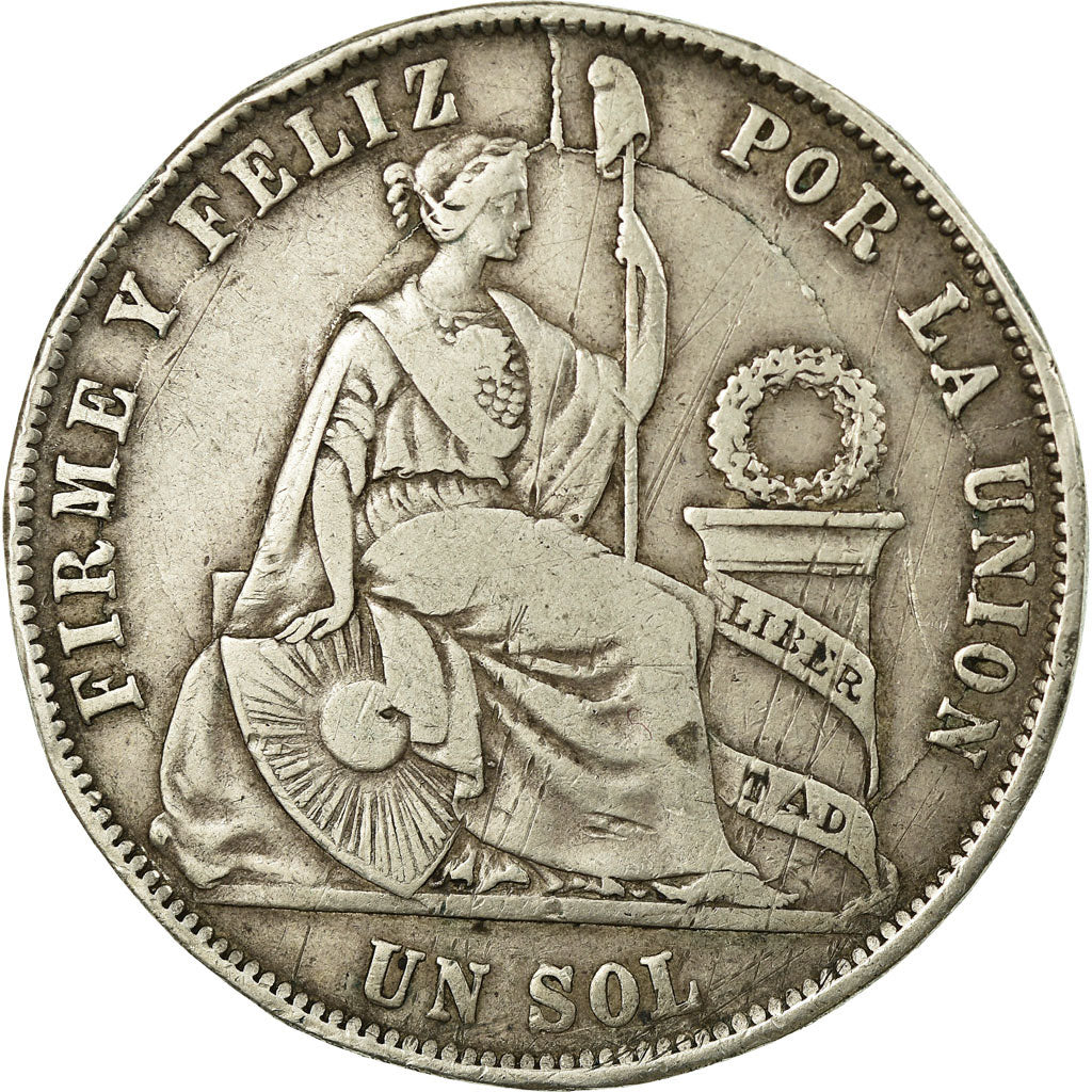 Moneta, Perù, SOUTH PERU, Sol, 1872, Lima, MB+, Argento, KM:196.3