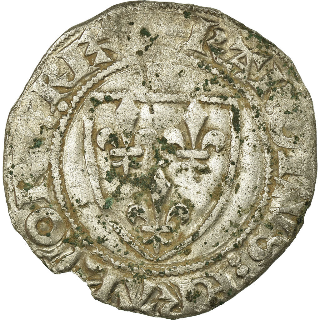 Münze, Frankreich, Charles VI, Blanc Guénar, Tournai, S+, Billon