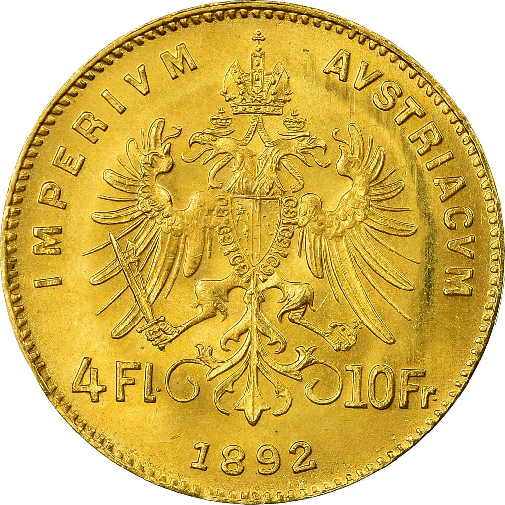 Monnaie, Autriche, Franz Joseph I, 4 Florin 10 Francs, 1892, Refrappe