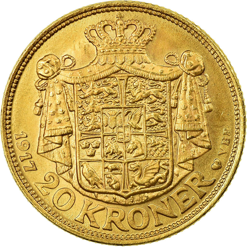 Monnaie, Danemark, Christian X, 20 Kroner, 1917, Copenhagen, SUP+, Or, KM:817.1
