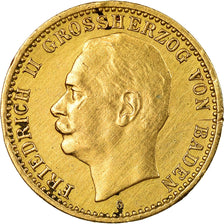 Coin, German States, BADEN, Friedrich II, 10 Mark, 1909, Stuttgart, EF(40-45)
