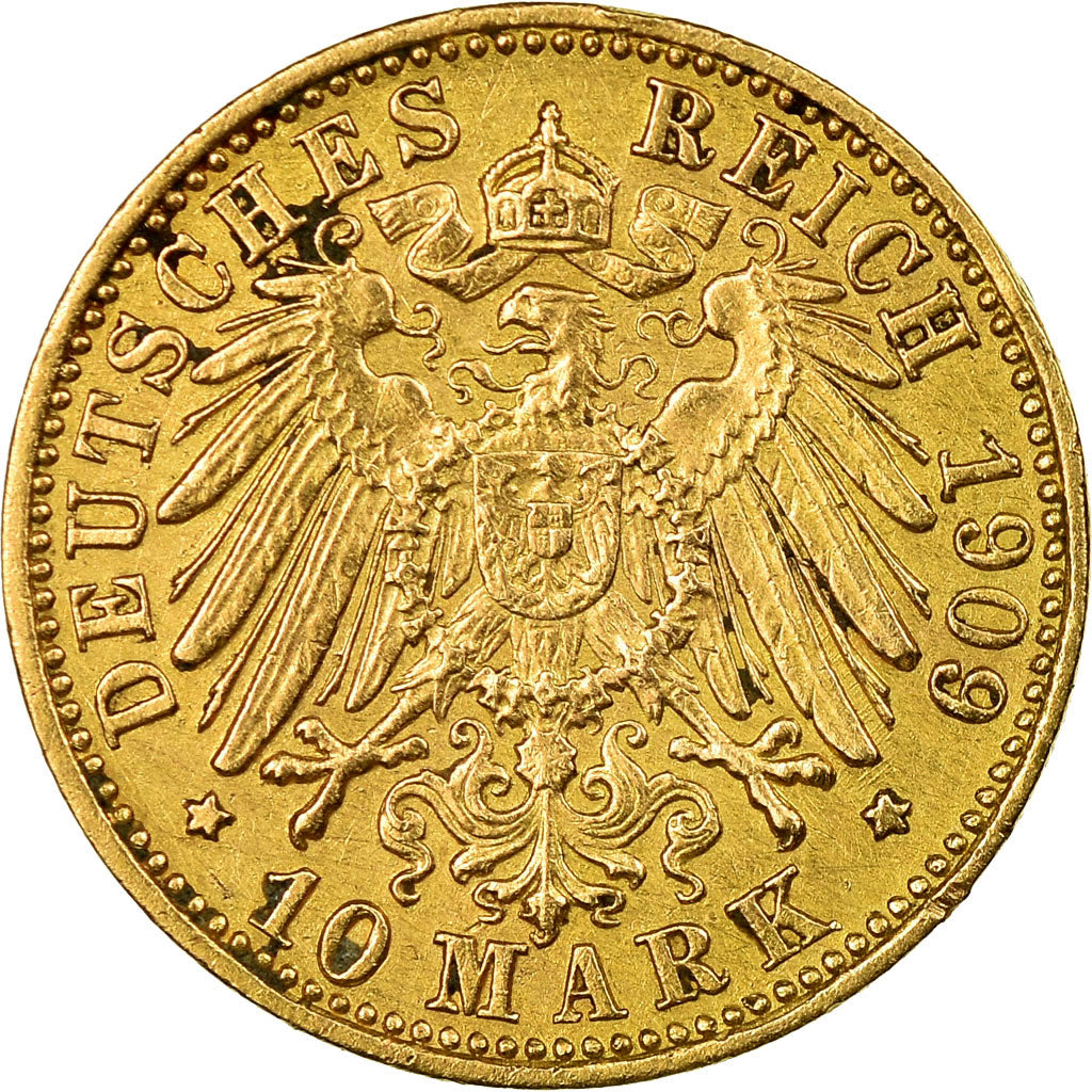 Münze, Deutsch Staaten, BADEN, Friedrich II, 10 Mark, 1909, Stuttgart, SS