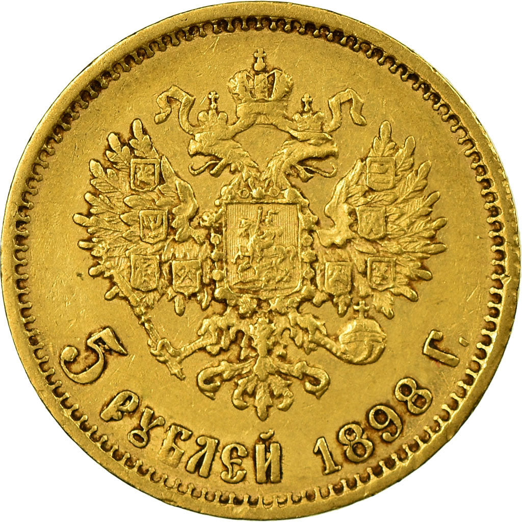 Moneta, Russia, Nicholas II, 5 Roubles, 1898, St. Petersburg, BB+, Oro, KM:62