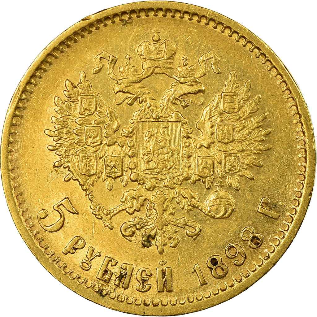 Münze, Russland, Nicholas II, 5 Roubles, 1898, St. Petersburg, VZ, Gold, KM:62