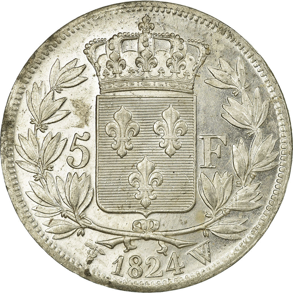 Munten, Frankrijk, Louis XVIII, 5 Francs, 1824, Lille, PR, Zilver, KM:711.13