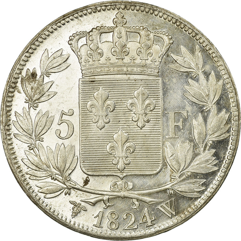 Munten, Frankrijk, Louis XVIII, 5 Francs, 1824, Lille, PR, Zilver, KM:711.13