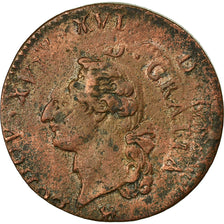 Monnaie, France, Louis XVI, Sol à l'Ecu, 1791, Paris, Double frappe, TTB