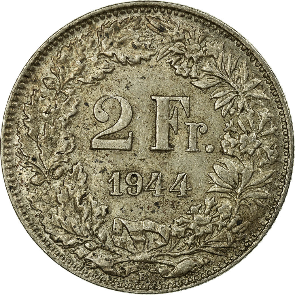 Moneta, Svizzera, 2 Francs, 1944, Bern, BB+, Argento, KM:21
