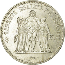 Moeda, França, Hercule, 50 Francs, 1974, Emissão híbrida, AU(55-58), Prata