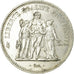 Moeda, França, Hercule, 50 Francs, 1974, Emissão híbrida, AU(50-53), Prata