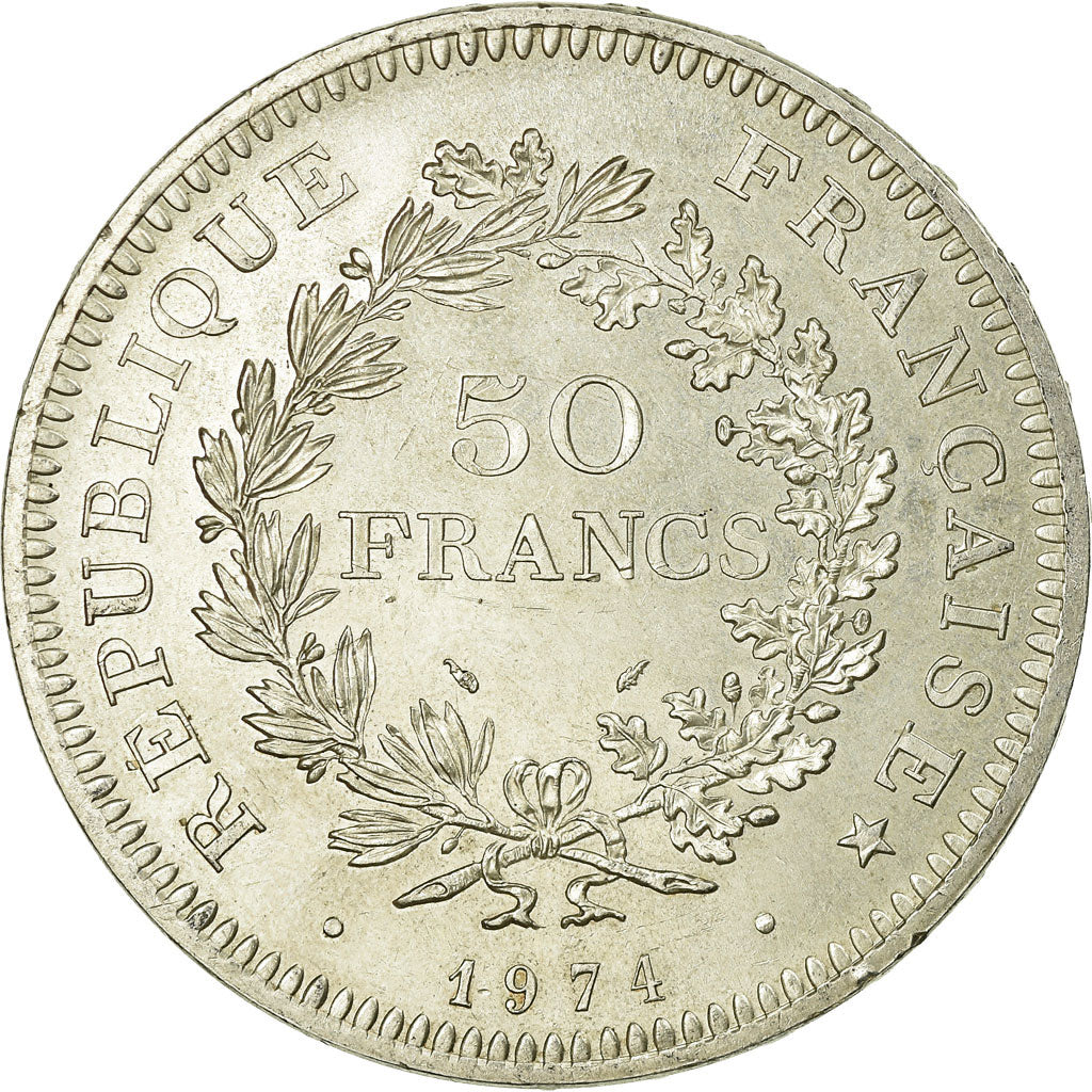 Munten, Frankrijk, Hercule, 50 Francs, 1974, Hybrid issue, PR, Zilver, KM:941.2