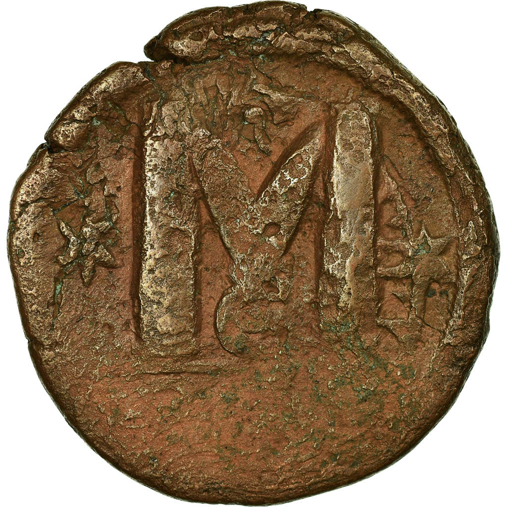 Moeda, Justin I, Follis, 518-527, Constantinople, VF(20-25), Cobre, Sear:62