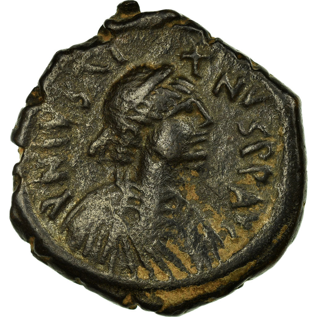 Monnaie, Justin I, Follis, 518-522, Nicomédie, TTB, Cuivre, Sear:84