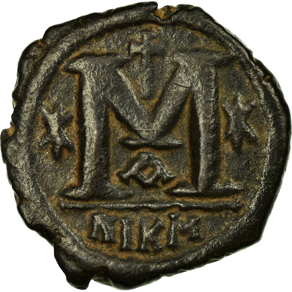 Monnaie, Justin I, Follis, 518-522, Nicomédie, TTB, Cuivre, Sear:84