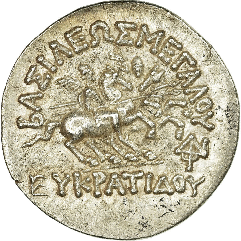 Moneta, Bactria, Eukratides I, Tetradrachm, 170-145 BC, SPL-, Argento