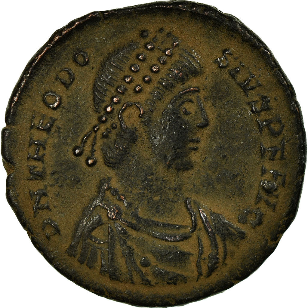 Moneta, Theodosius I, Maiorina, 383-388 AD, Nicomedia, Rare, BB+, Bronzo