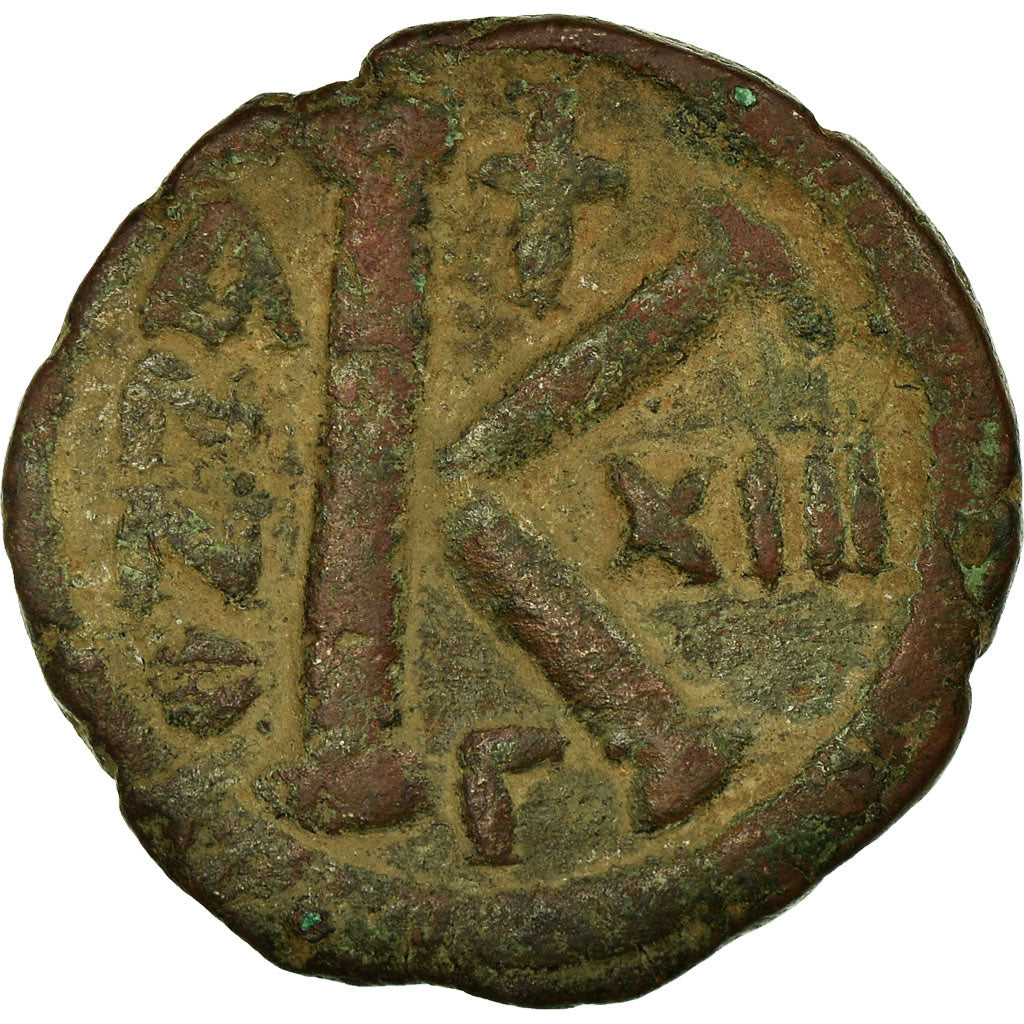 Moneta, Justinian I, Half Follis, 539-540, Constantinople, MB+, Rame, Sear:165