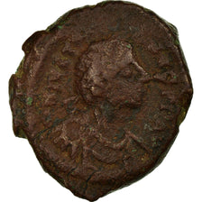 Moneda, Justinian I, 16 Nummi, 552-562, Thessalonica, BC+, Cobre, Sear:185